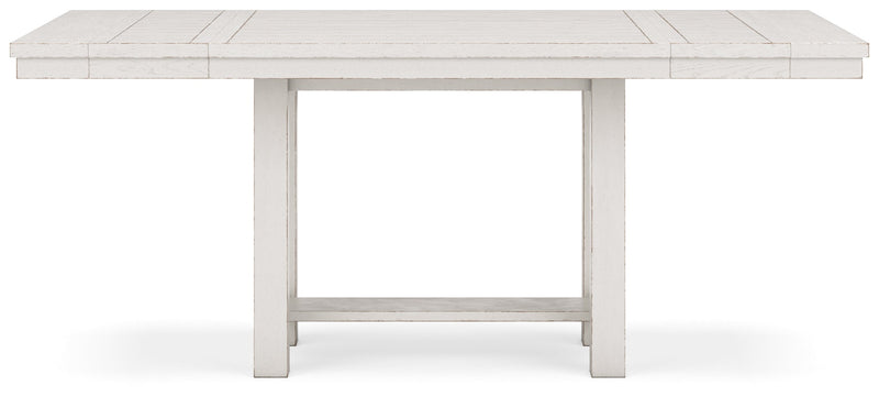 Robbinsdale Antique White Counter Height Dining Table and 8 Barstools with Storage from Ashley - Lara Furniture
