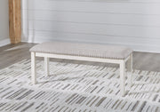 Robbinsdale Dining Table and 4 Chairs and Bench with Storage in Antique White - PKG020817