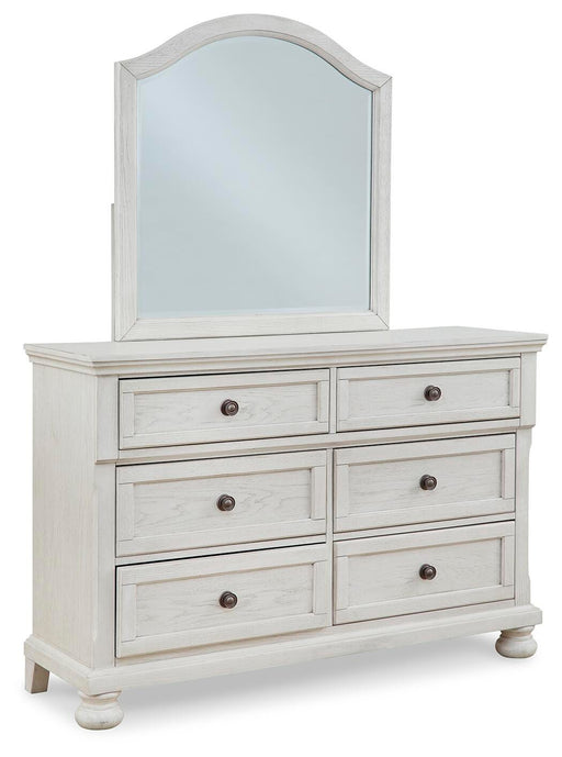 Robbinsdale Full Sleigh Storage Bed, Dresser and Mirror - B742B15