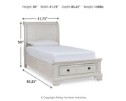 Robbinsdale Twin Sleigh Storage Bed, Dresser and Mirror - B742B14
