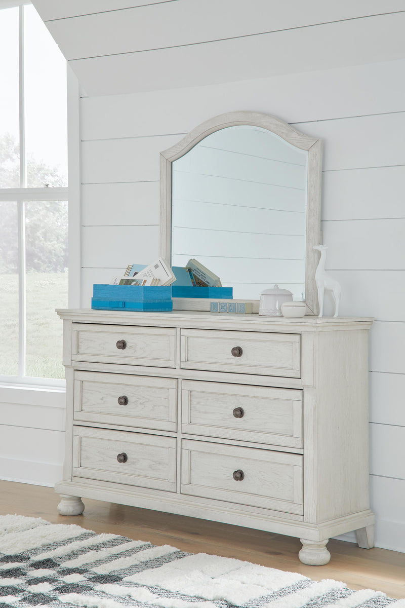 Robbinsdale Twin Sleigh Storage Bed, Dresser and Mirror - B742B14