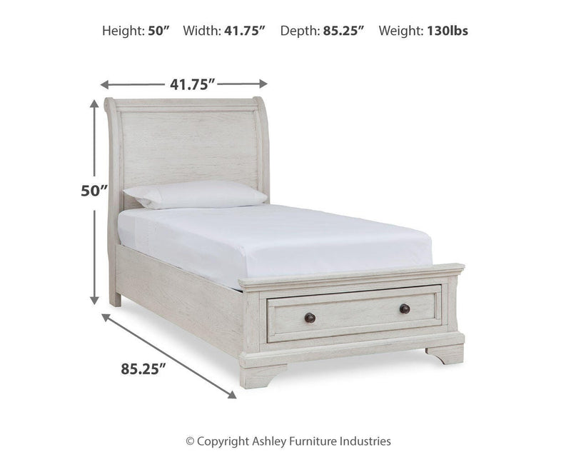 Robbinsdale Twin Sleigh Storage Bed, Dresser and Nightstand - B742B47
