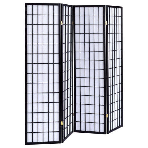 Roberto 4-Panel Room Divider Folding Shoji Screen Black - 4624