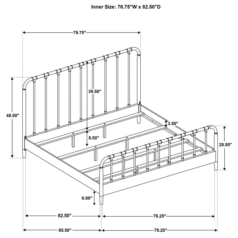 Rocco All Wood Water Pipe Open Frame Eastern King Bed Dark Bronze - 310035KE