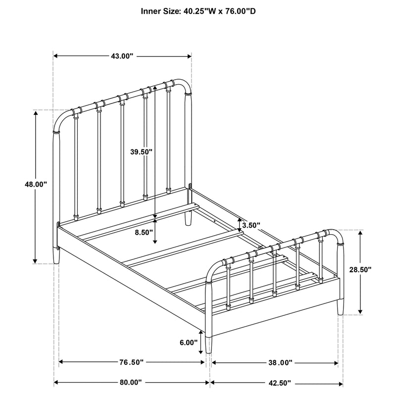 Rocco All Wood Water Pipe Open Frame Twin Bed Dark Bronze - 310035T
