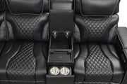 Rock Star - Black Power Recliner Sectional with Power Headrest, Storage Console, Bluetooth Speaker, Subwoofer, Wireless Charger, Pull Out Cup Holder, Storage Armrest, Tube LED Light, Zero Gravity, USB Charger - S395-Sectional