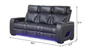 Rock Star - Black Power Recliner Sofa with Power Headrest, Drop Down Table, Wireless Charger, Storage Armrest, LED Light, Cup Holder, USB Charger, Zero Gravity - L652-S