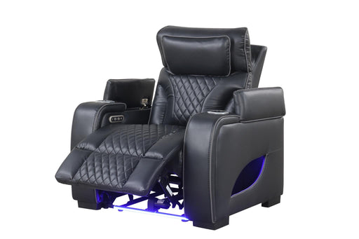 Rock Star - Black Power Recliner with Power Headrest, Storage Armrest, LED Light, Cup Holder, USB Charger, Zero Gravity - L652-R