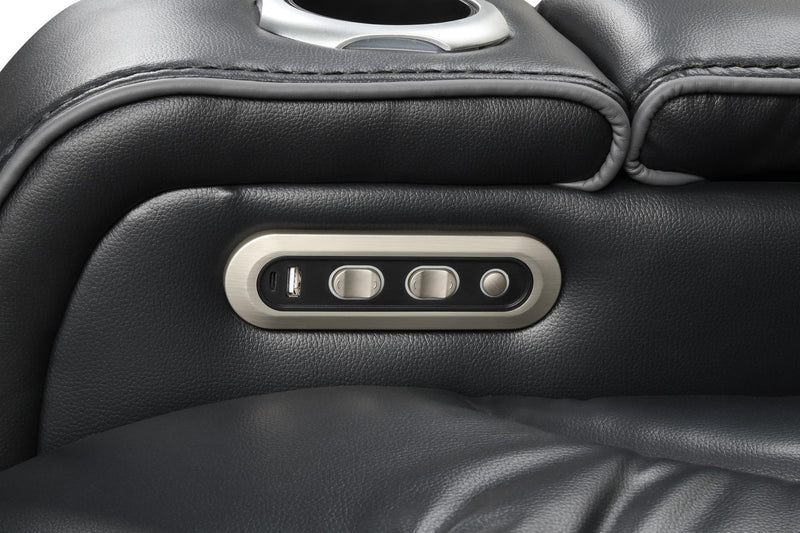 Rock Star - Black Power Reclining with Power Headrest, Drop Down Table, Wireless Charger, Storage Console, Bluetooth Speaker, Subwoofer, Storage Armrest, LED Light, Cup Holder, USB Charger, Zero Gravity - L652-SL