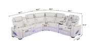 Rock Star - Gray Power Recliner Sectional with Power Headrest, Storage Console, Bluetooth Speaker, Subwoofer, Wireless Charger, Pull Out Cup Holder, Storage Armrest, Tube LED Light, Zero Gravity, USB Charger - S396-Sectional