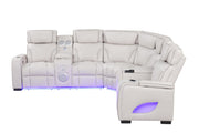 Rock Star - Gray Power Recliner Sectional with Power Headrest, Storage Console, Bluetooth Speaker, Subwoofer, Wireless Charger, Pull Out Cup Holder, Storage Armrest, Tube LED Light, Zero Gravity, USB Charger - S396-Sectional