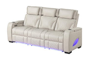 Rock Star - Gray Power Recliner Sofa with Power Headrest, Drop Down Table, Wireless Charger, Storage Armrest, LED Light, Cup Holder, USB Charger, Zero Gravity - L653-S
