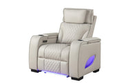 Rock Star - Gray Power Recliner with Power Headrest, Storage Armrest, LED Light, Cup Holder, USB Charger, Zero Gravity - L653-R
