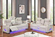 Rock Star - Gray Power Reclining with Power Headrest, Drop Down Table, Wireless Charger, Storage Console, Bluetooth Speaker, Subwoofer, Storage Armrest, LED Light, Cup Holder, USB Charger, Zero Gravity - L653-SLR