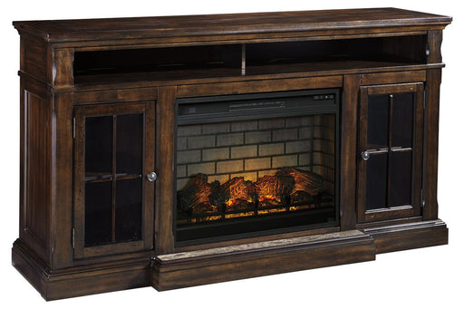 Roddinton Dark Brown 72" TV Stand with Electric Fireplace - Gate FurnitureTV Stand
