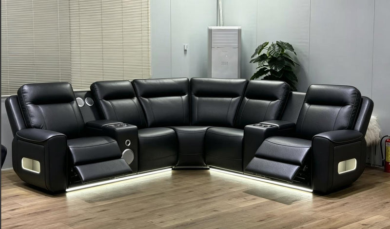 Rojas 3-Piece Dual Power L-Shaped Sectional Sofa with Bluetooth Black - 609628PP