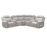 Rojas 3-Piece Dual Power L-Shaped Sectional Sofa with Bluetooth Greige - 609627PP