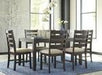 Rokane Brown Dining Table and Chairs (Set of 7) - Gate FurnitureDining Room Set