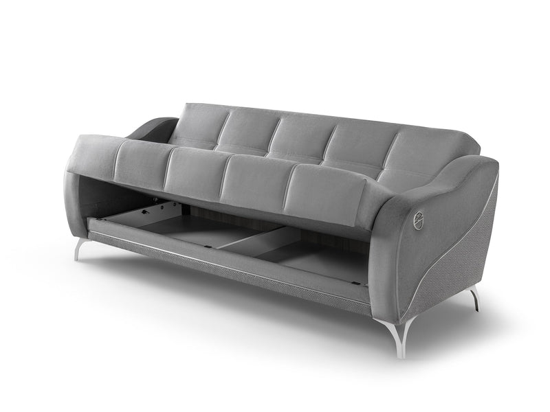 Rolex Convertible Loveseat in Grey - 200-ST-ROL-VELVET405-2