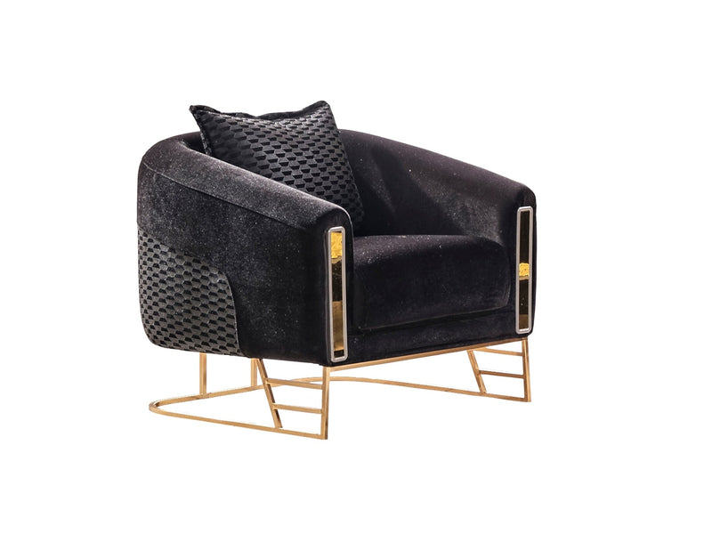 Romans 3-pieces (Sofa & Loveseat & Chair) Livingroom Set Black in Black - 101-ROM-LV900-321