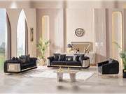 Romans 3-pieces (Sofa & Loveseat & Chair) Livingroom Set Black in Black - 101-ROM-LV900-321