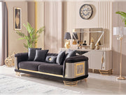 Romans 3-pieces (Sofa & Loveseat & Chair) Livingroom Set Black in Black - 101-ROM-LV900-321