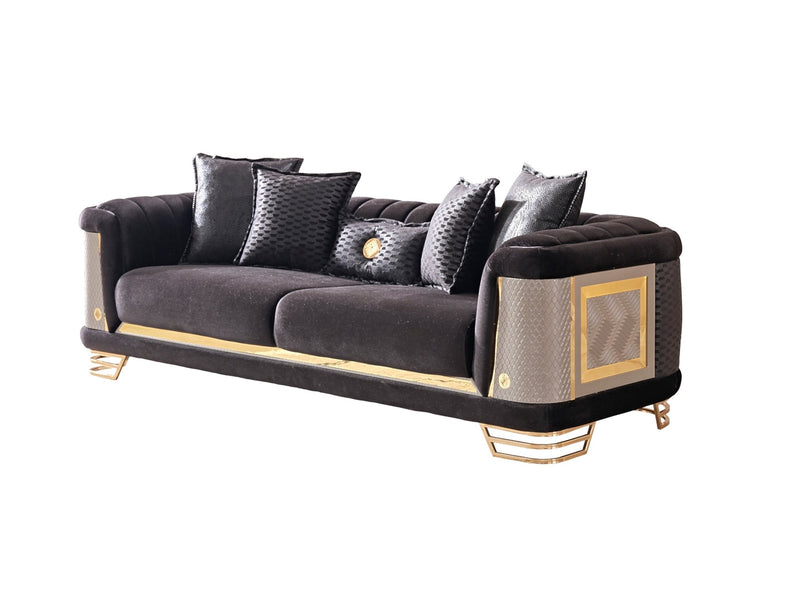 Romans 3-pieces (Sofa & Loveseat & Chair) Livingroom Set Black in Black - 101-ROM-LV900-321