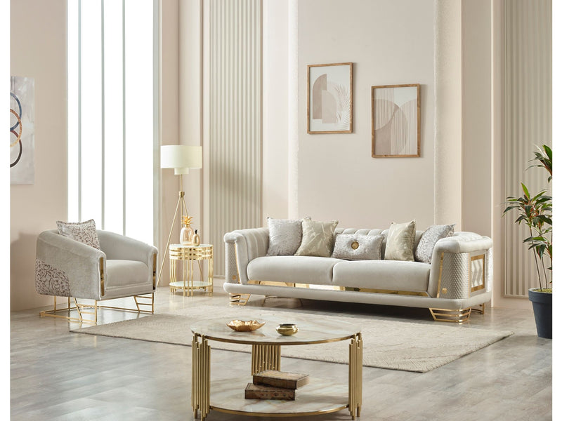 Romans 3-pieces (Sofa & Loveseat & Chair) Livingroom Set Cream in Cream - 101-ROM-NSIE20-321