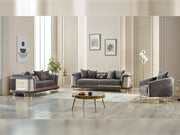 Romans 3-pieces (Sofa & Loveseat & Chair) Livingroom Set Grey in Grey - 101-ROM-NSIE680-321