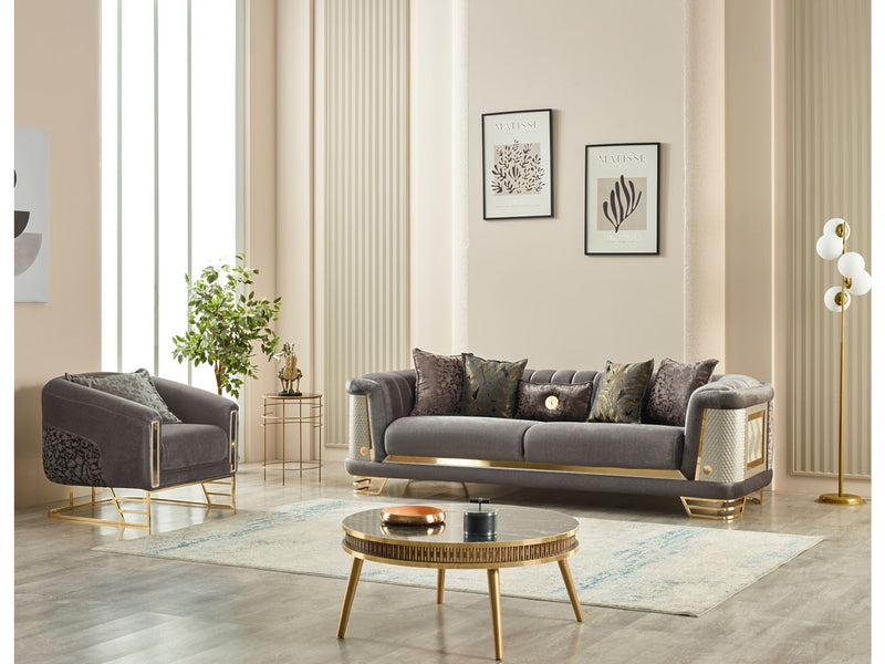 Romans 3-pieces (Sofa & Loveseat & Chair) Livingroom Set Grey in Grey - 101-ROM-NSIE680-321