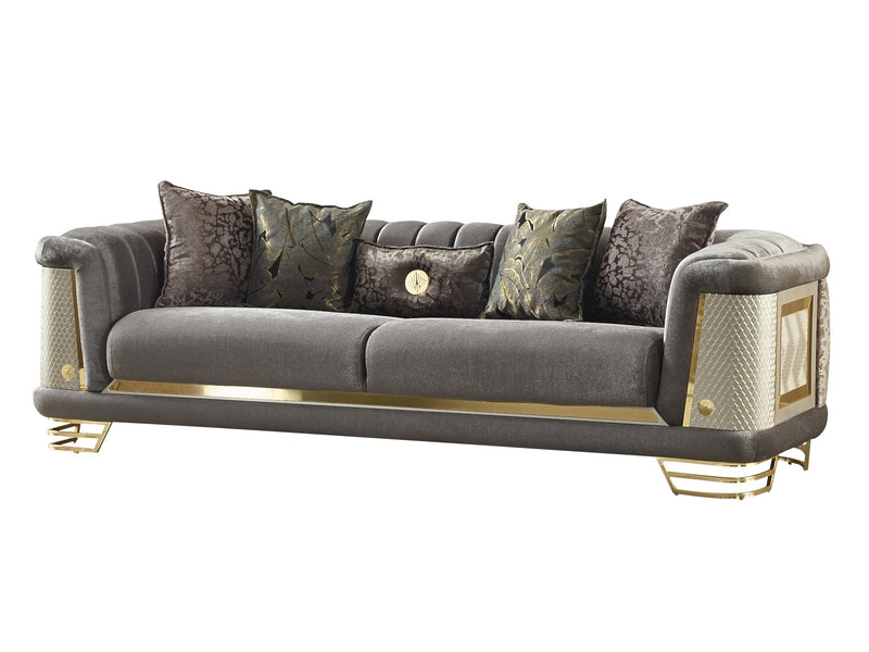 Romans 3-pieces (Sofa & Loveseat & Chair) Livingroom Set Grey in Grey - 101-ROM-NSIE680-321
