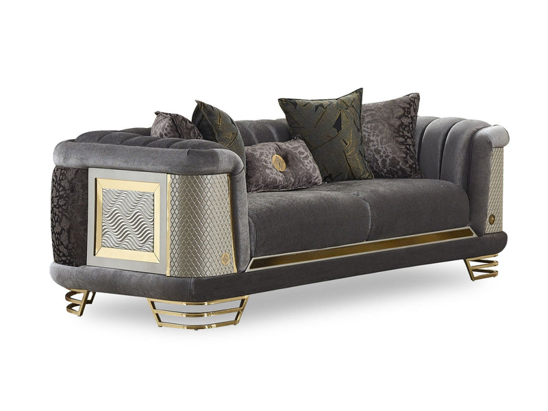 Romans 3-pieces (Sofa & Loveseat & Chair) Livingroom Set Grey in Grey - 101-ROM-NSIE680-321