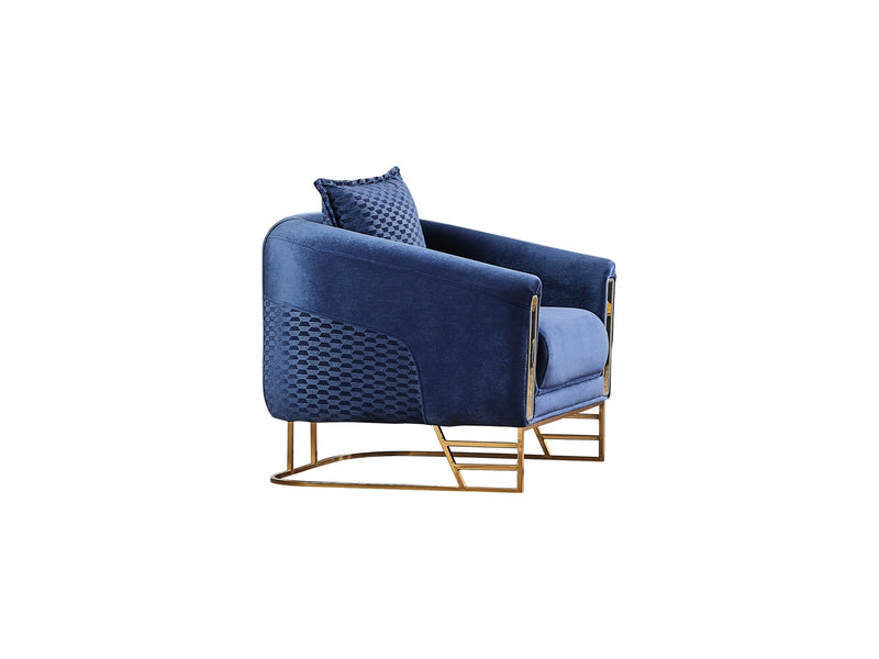 Romans 4-pieces (2 Sofa & 2 Chair) Livingroom Set Navy Blue in Blue - 101-ROM-LV431-3311