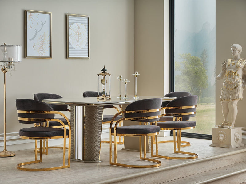 Romans Diningroom (Consol With Mirror & Dining Table & 6 Dining Chair) - 115-ROM-SET
