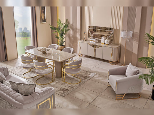Romans Diningroom (Consol With Mirror & Dining Table & 6 Dining Chair) - 115-ROM-SET
