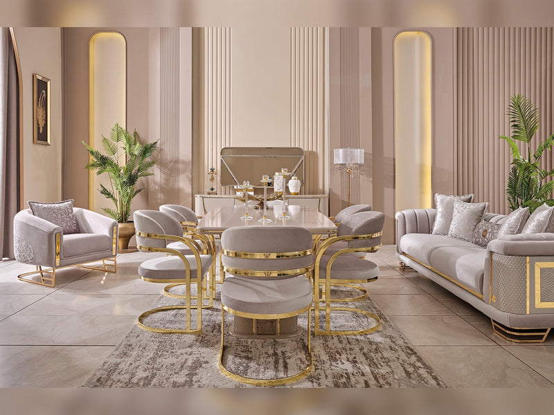 Romans Diningroom (Consol With Mirror & Dining Table & 6 Dining Chair) - 115-ROM-SET