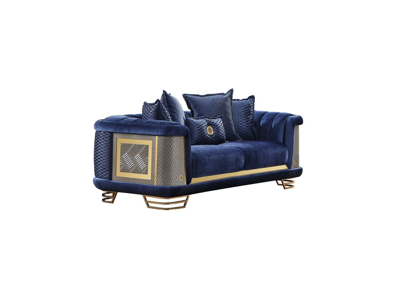 Romans Stationary Loveseat Navy Blue in Blue - 101-ROM-LV431-2