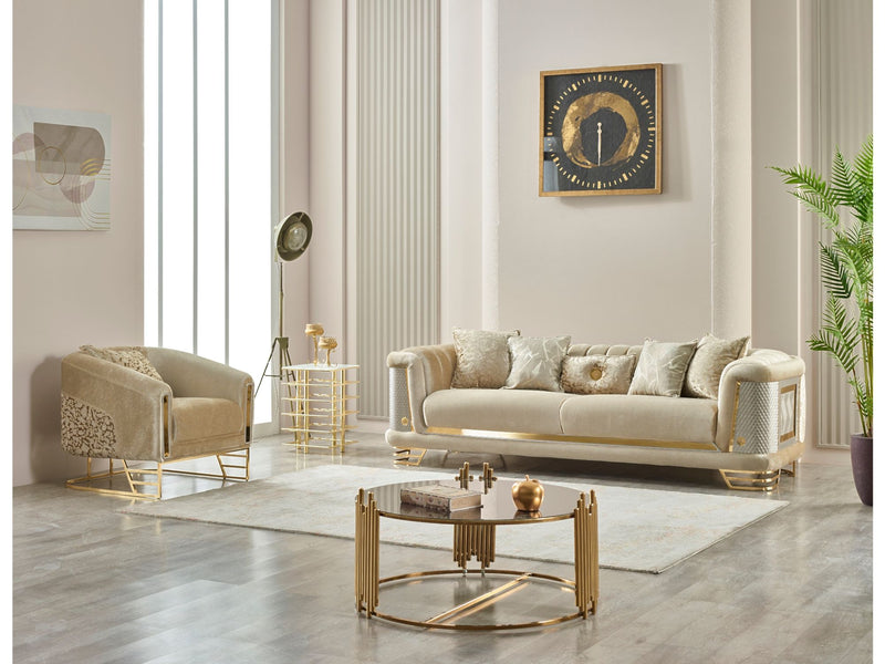 Romans Stationary Sofa Beige in Beige - 101-ROM-NSIE30-3