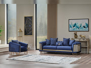Romans Stationary Sofa Navy Blue in Blue - 101-ROM-LV431-3