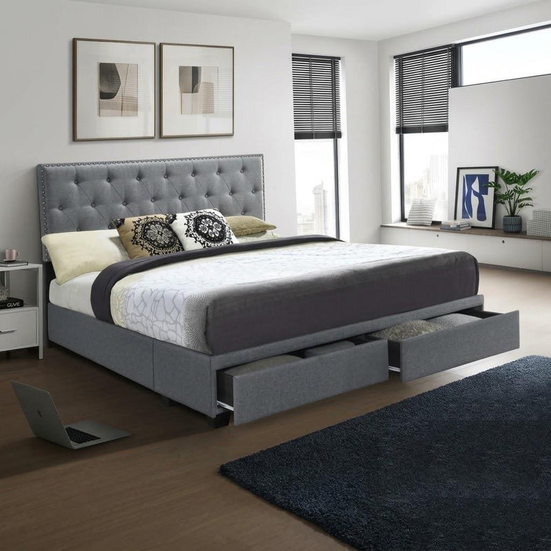 Rome - Bed, Upholstered, Fabric, Gray King - CB8252-K-Bed