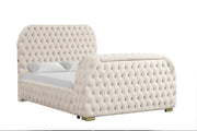 Rose - Cream Upholstered Queen Bed with TV Lift, Bluetooth speaker and USB Type C - B142-Q-Bed