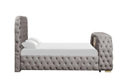 Rose - Gray Upholstered Queen Bed with TV Lift, Bluetooth speaker and USB Type C - B141-Q-Bed