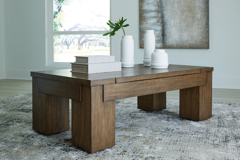 Rosswain Warm Brown Lift-Top Coffee Table - T763-9