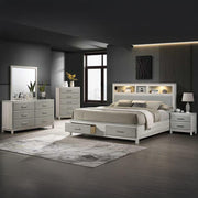 Roswell - Beige Queen Bed, Dresser, Mirror, Nightstand - B328-QDMN