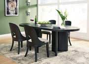 Rowanbeck Dining Table and 4 Chairs in Black - Lara FurnitureDining Room Set