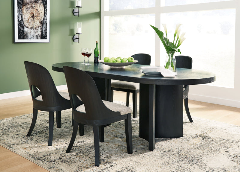 Rowanbeck Dining Table and 4 Chairs in Black - Lara FurnitureDining Room Set