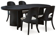 Rowanbeck Dining Table and 4 Chairs in Black - Lara FurnitureDining Room Set