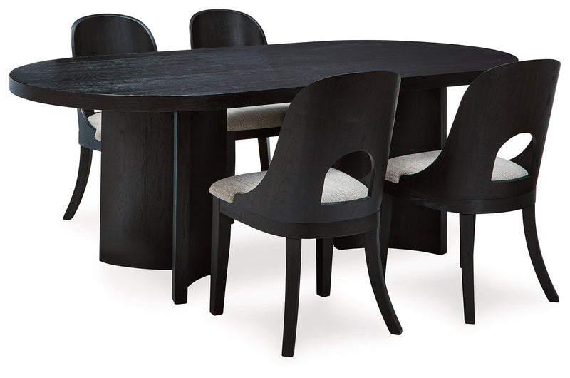 Rowanbeck Dining Table and 4 Chairs in Black - Lara FurnitureDining Room Set
