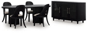 Rowanbeck Dining Table and 4 Chairs with Storage in Black from Ashley - Lara Furniture