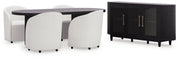 Rowanbeck Dining Table and 4 Chairs with Storage in Black from Ashley - Lara Furniture